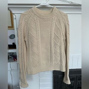 LL Bean Signature Cable Knit Cream Sweater